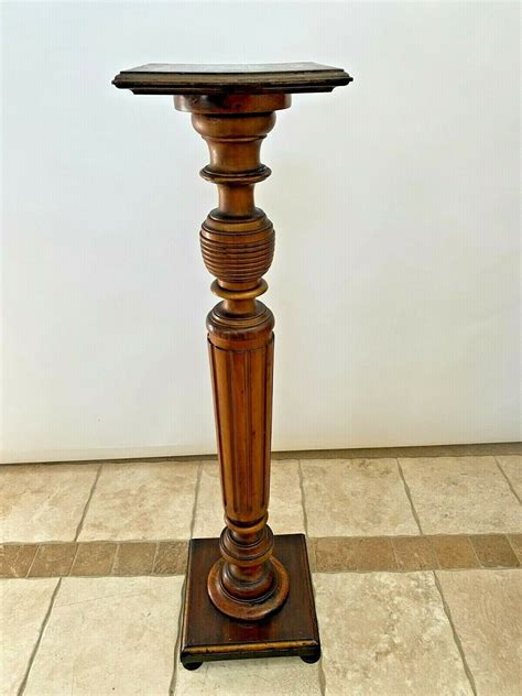 Antique Victorian Carved Pedestal Wood Tall Plant Stand Etsy