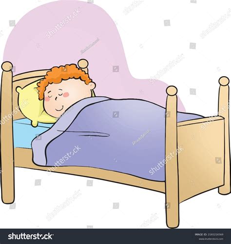 Cute Boy Sleeping His Bed Stock Vector Royalty Free 2165216569