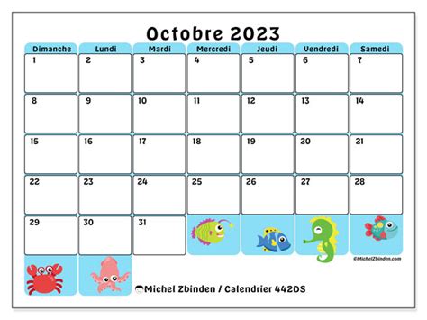 Calendrier Octobre 2023 à Imprimer “482ds” Michel Zbinden Fr