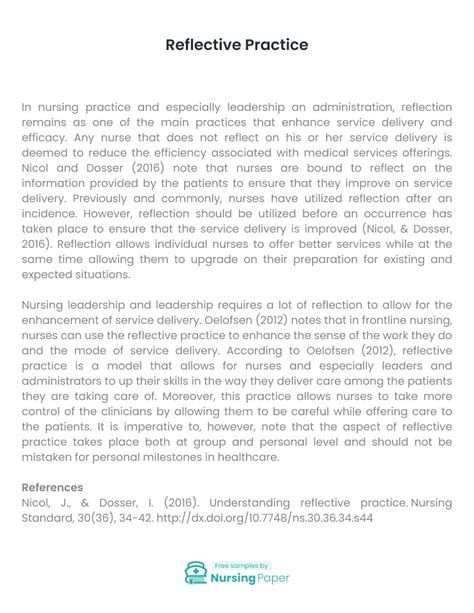 Reflective Practice Essay 315 Words Nursing Paper