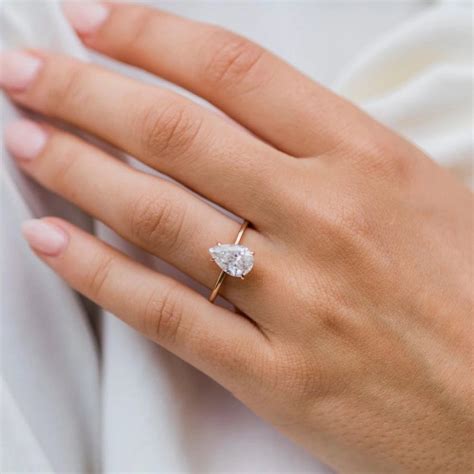 Pear Moissanite engagement ring vintage unique Cluster rose gold