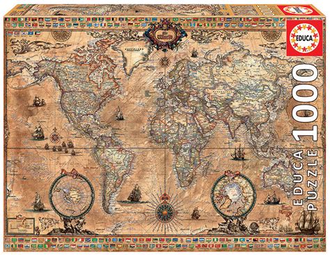 Antique World Map Puzzlers Jordan