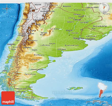 Physical Panoramic Map Of Argentina