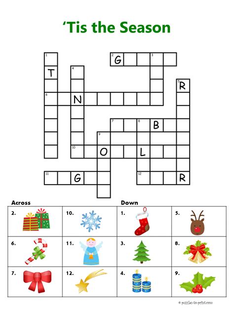 Merry Christmas With New Christmas Crosswords For Kids