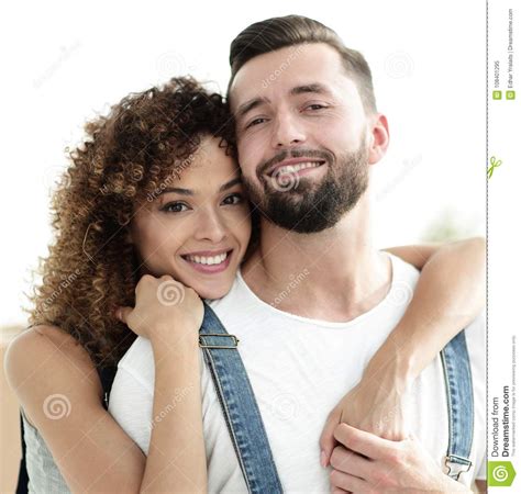 Portrait Of A Newly Married Couple Dreaming Of Buying Their Apartment Stock Image Image Of
