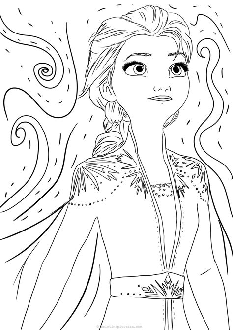 Coloring Pages With Elsa In White Dress Frozen 2 Cristina Is Painting