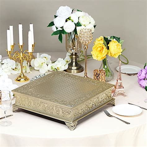 You can also find a lot of different creative designs the wedding cake riser are set up by professionals who strive hard to add glamor to the party and can be placed both indoors as well as outdoors. 18x18-Inch wide Square Embossed Cake Stand Riser Wedding ...
