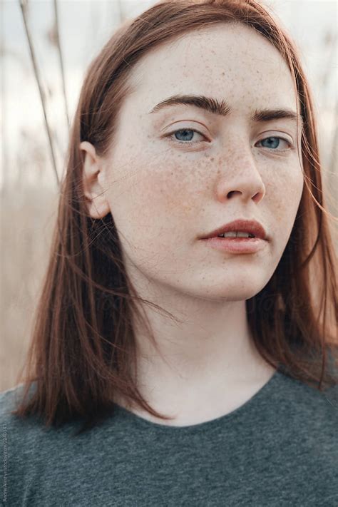 Portrait Of A Girl With Freckles By Andrei Aleshyn