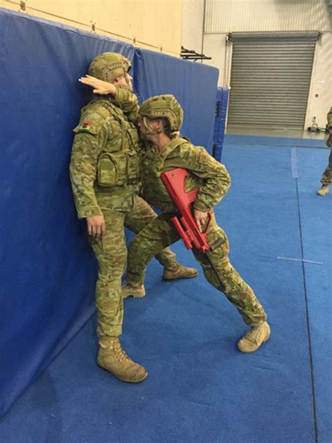 Soldier Practising Wall Domination During A Lesson In The Australian
