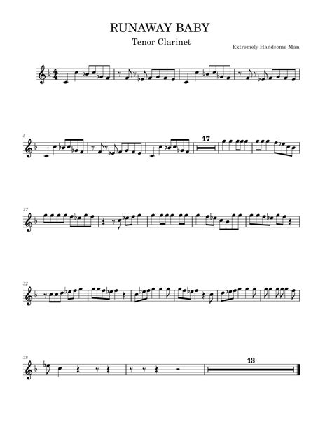 Runaway Baby Sheet Music For Clarinet Bass Solo
