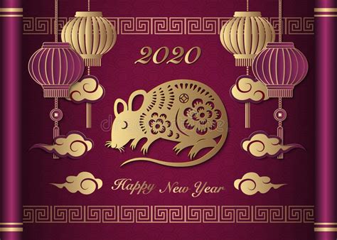 Op nieuwjaarsdag wenst men elkaar een gelukkig nieuwjaar. 2020 Fijne Chinese Nieuwjaarsdag Van De Retro Gouden ...