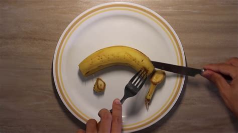 Asmr Banana Eating With A Fork And Knife Youtube
