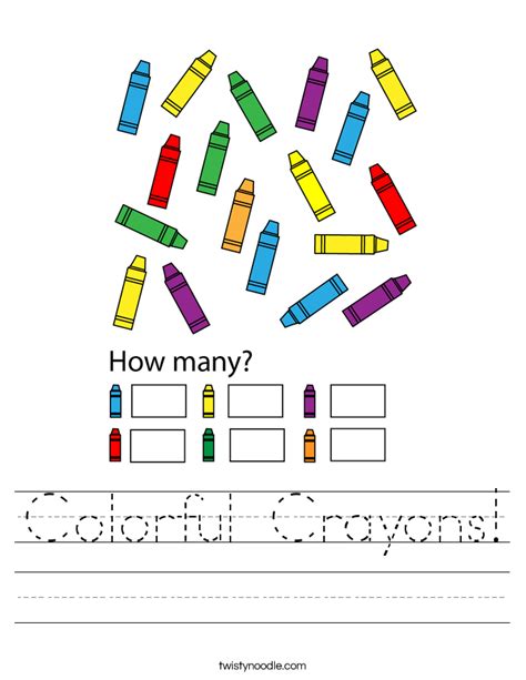 Colorful Crayons Worksheet Twisty Noodle
