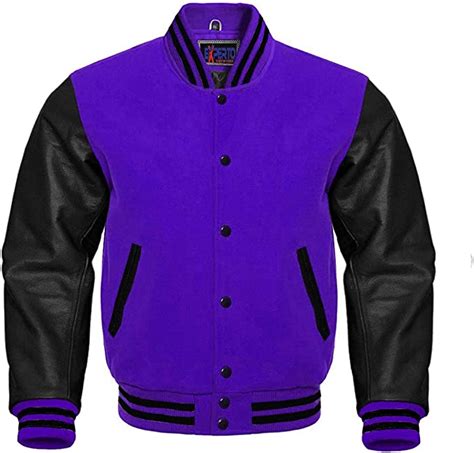 Experto Varsity Jacket For Mens Purple Wool Body And Black