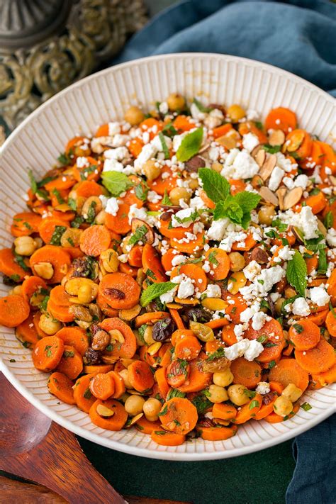 Moroccan Carrot Chick Pea Salad With Feta And Almonds Cooking Classy