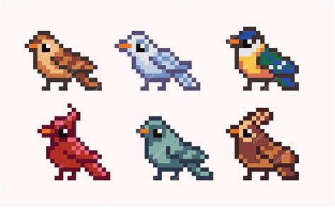 Premium Vector Different Birds Pixel Art Set Cardinal Dove Gull Avian