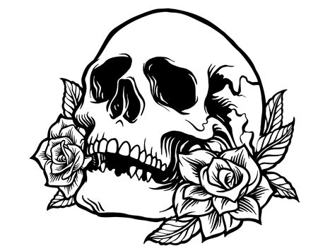 Clip Art And Image Files Tattoo Svg Skull Roses Svg Flower Skull Svg