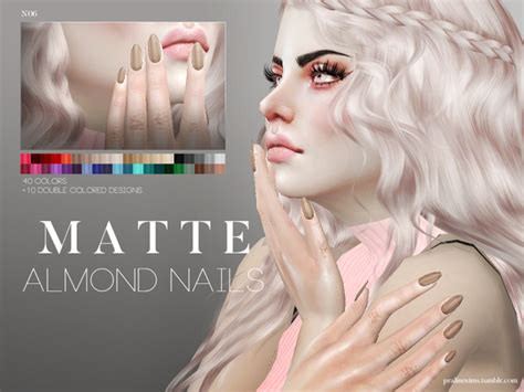 Matte Almond Nails N06 By Pralinesims At Tsr Sims 4 Updates