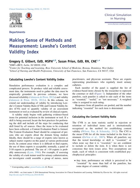 There are 2 kinds of cvi: (PDF) Making Sense of Methods and Measurement: Lawshe's ...
