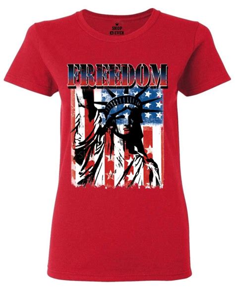 Freedom Flag Lady Liberty Womens T Shirt American Patriotism Flag Shirts Ebay