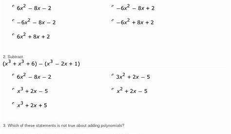 50 Adding And Subtracting Polynomials Worksheet