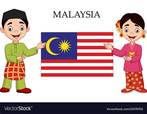 Both of malaysia's national days commemorate the country's independence from the british empire. Cartoon malaysia couple wearing traditional costum