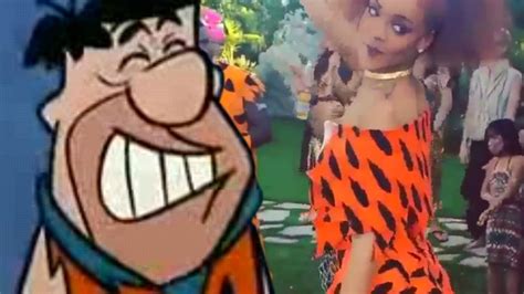 Rihanna Dresses As Pebbles Flintstone At Her Nieces Birthday Party