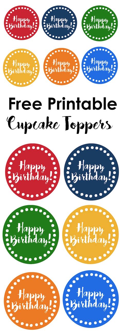 Happy Birthday Cupcake Toppers Free Printable Paper Trail Design