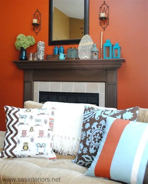 Spring Mantel With Shades Of Turquoise Jenna Burger Living Room