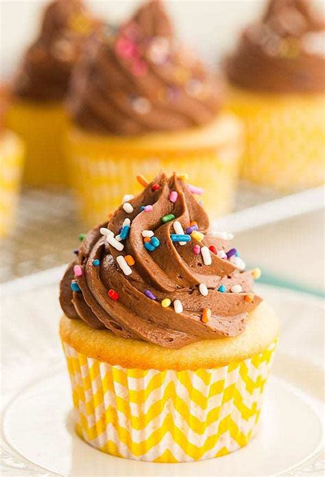 Vanilla Cupcakes With Chocolate Buttercream Frosting IN FOR A CUP IN FOR A POUND