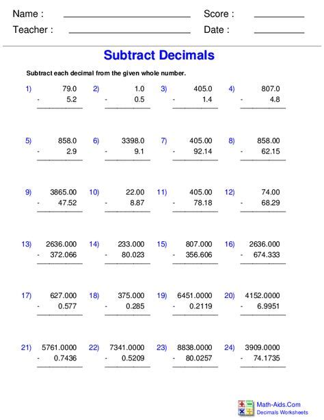 Free interactive exercises to practice online or download as pdf to print. Decimals Worksheets
