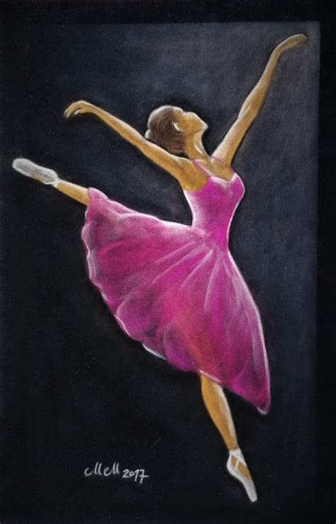 Ballerina Original Pastel Painting On Painting By Mateja Marinko