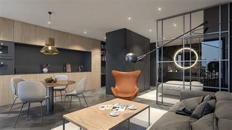 Dark Apartment Concept Interior Design Monika Kuszyńska Visualization