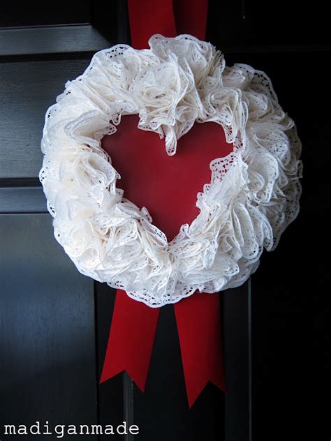 Valentine Crafts A Heart Shaped Doily Wreath Tutorial