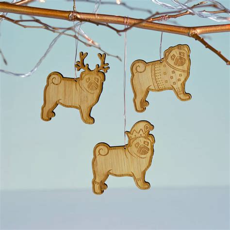 Christmas decorations used to be put up on christmas eve and not before. Christmas Pug Bamboo Tree Decoration By Oakdene Designs ...