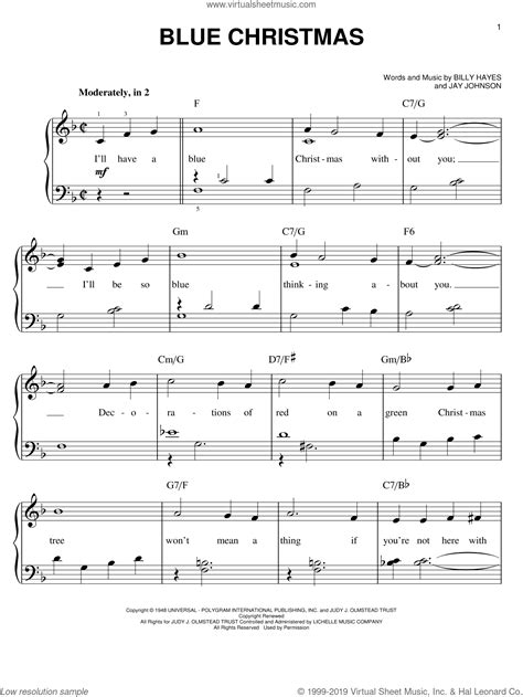 O holy night (cantique de noel), free easy christmas piano sheet music with lyrics to print for beginning piano players. Presley - Blue Christmas, (easy) sheet music for piano solo PDF