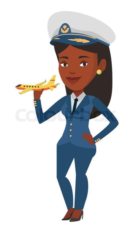 Young African American Female Pilot Stock Vector Colourbox