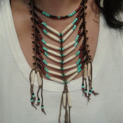 Native American Leather Loop Necklace In 2020 Choker Etsy Bone Bead
