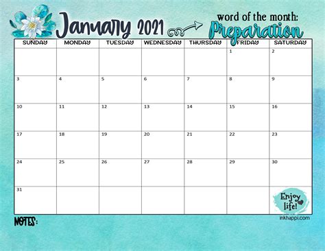 Blank january 2021 calendars are available in various designs. January 2021 Calendar and word of the month: Preparation ...