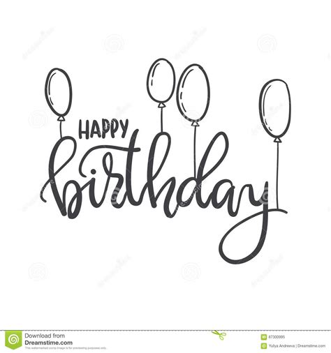 Greeting birthday party lettering with celebration hand drawn elements, decorative invitation card set. Happy Birthday. Hand Lettering Typography Template. For ...