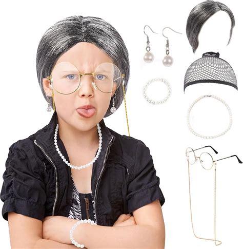 100 Days Of School Costumeold Lady Costume For Girlsold Lady Wig For Girlsgranny