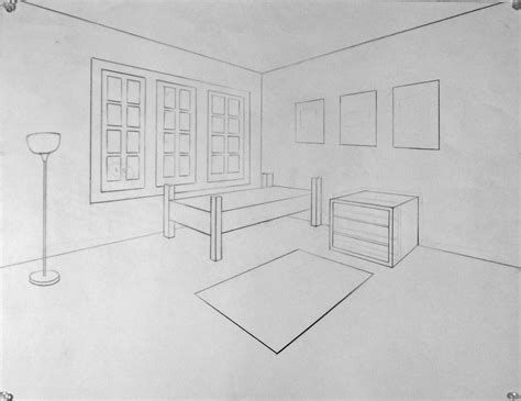 Two Point Perspective Interior Examples Room Perspective Drawing