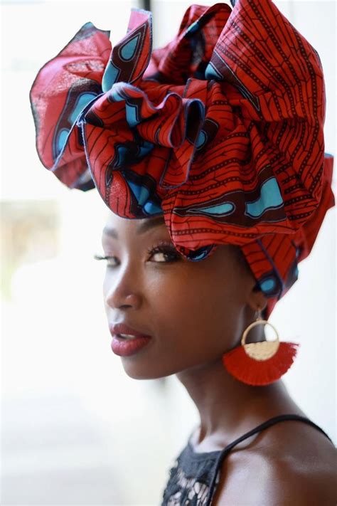 African Fabric Headwrap Turban Wax Womens Scarf Red Scarf Red