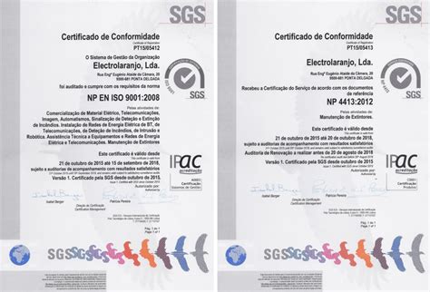 Certificação Sgs Electrolaranjo Iluminação Material E Serviços