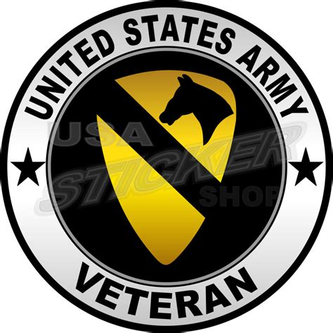 Us Army 1st Cavalry Veteran Patch Sticker Round Usa Military