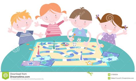 Kids Playing Traditional Board Game Stock Vector Illustration Of Kids