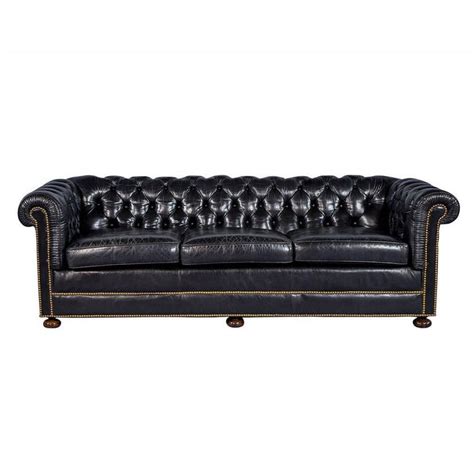 Distressed Black Leather Chesterfield At 1stdibs Distressed Black