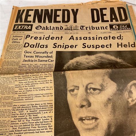 Oakland Tribune Friday 11221963 Kennedy Dead Headline Ebay