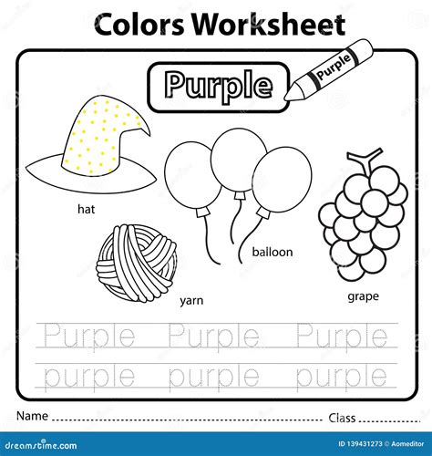 Color Purple Worksheets For Preschool Color Worksheets For Preschool