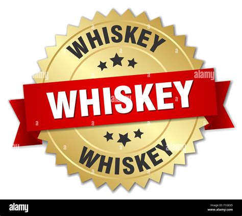 Whiskey 3d Gold Badge With Red Ribbon Stock Photo Alamy